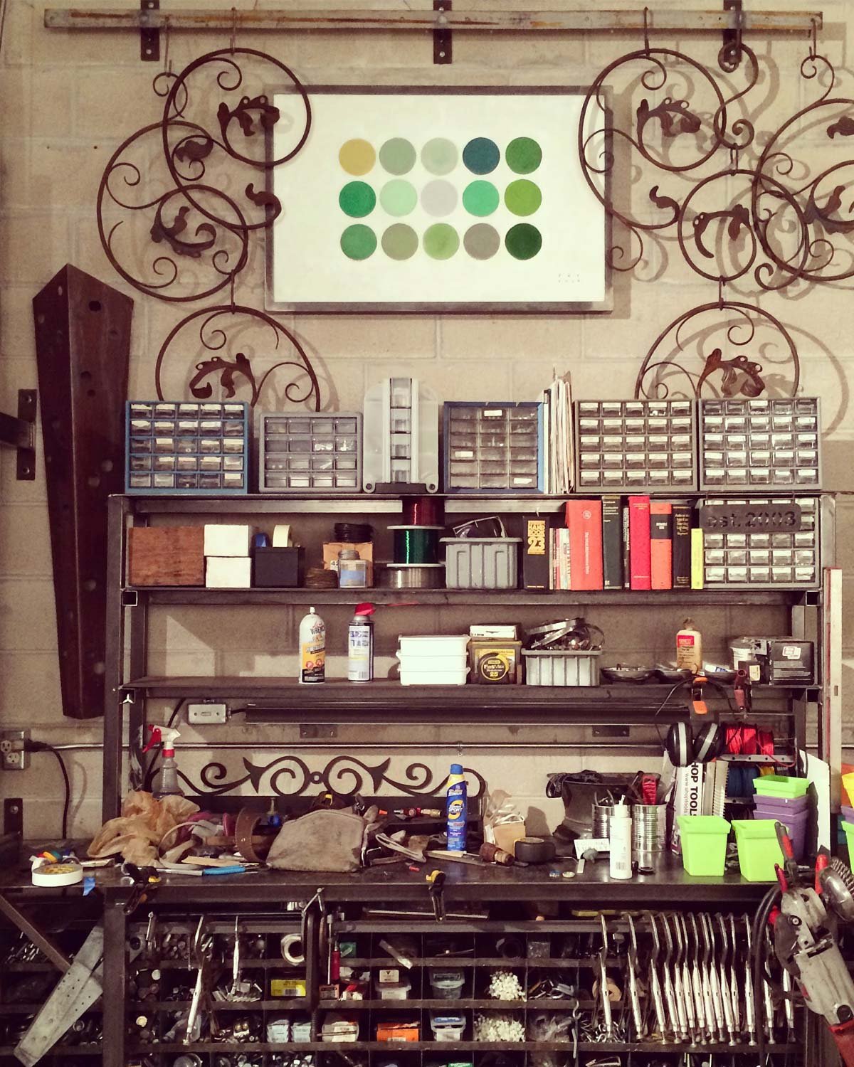 Tools, artwork, and custom metalwork in the Denver studio